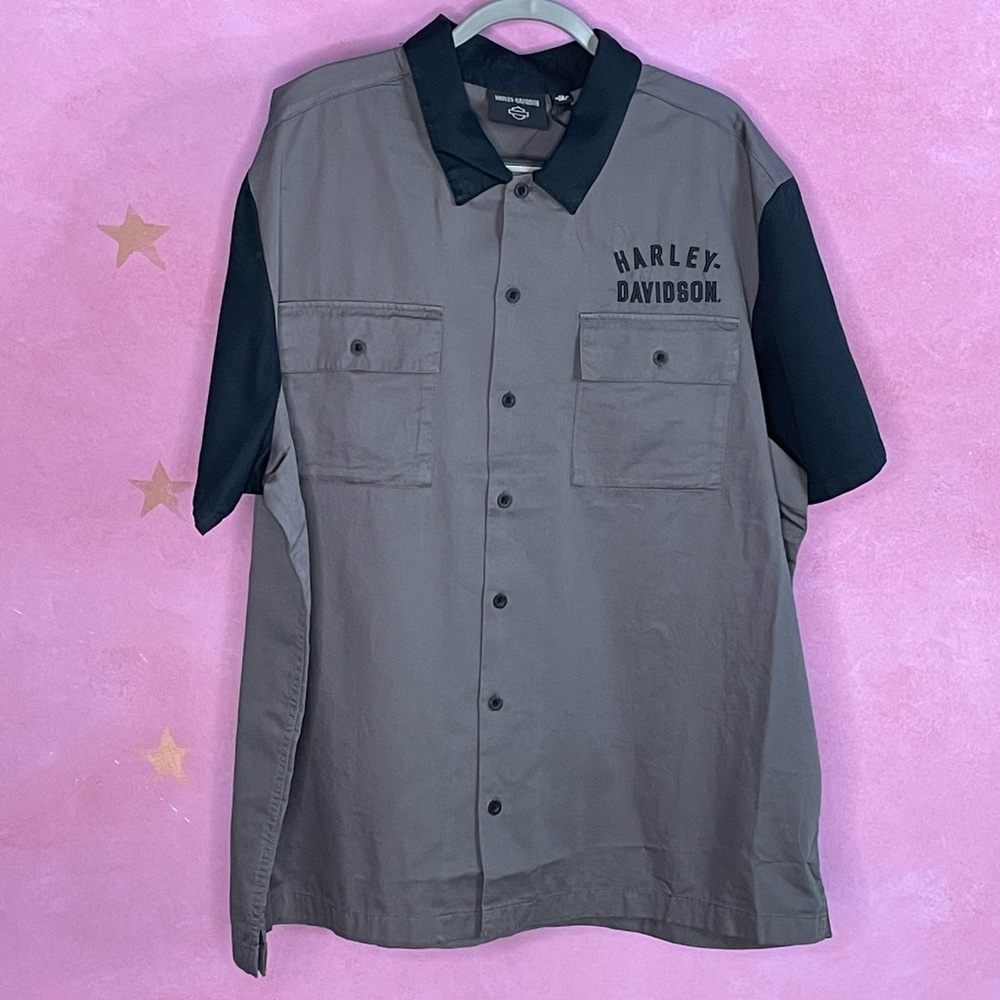 Harley-Davidson Men's XL Staple Color Block Short Sleeve Button Shirt